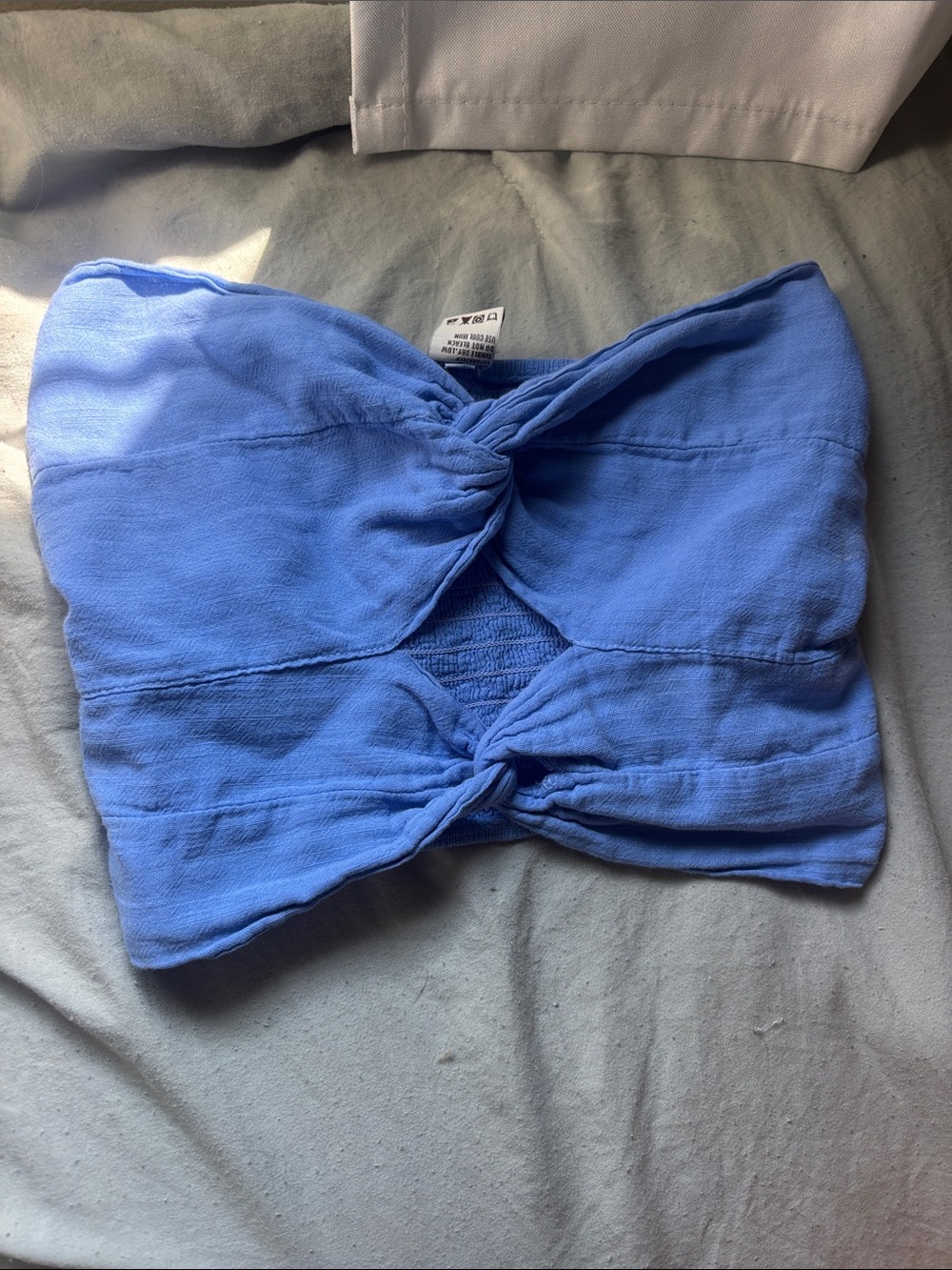 Twist Front Crop Top in Periwinkle Blue